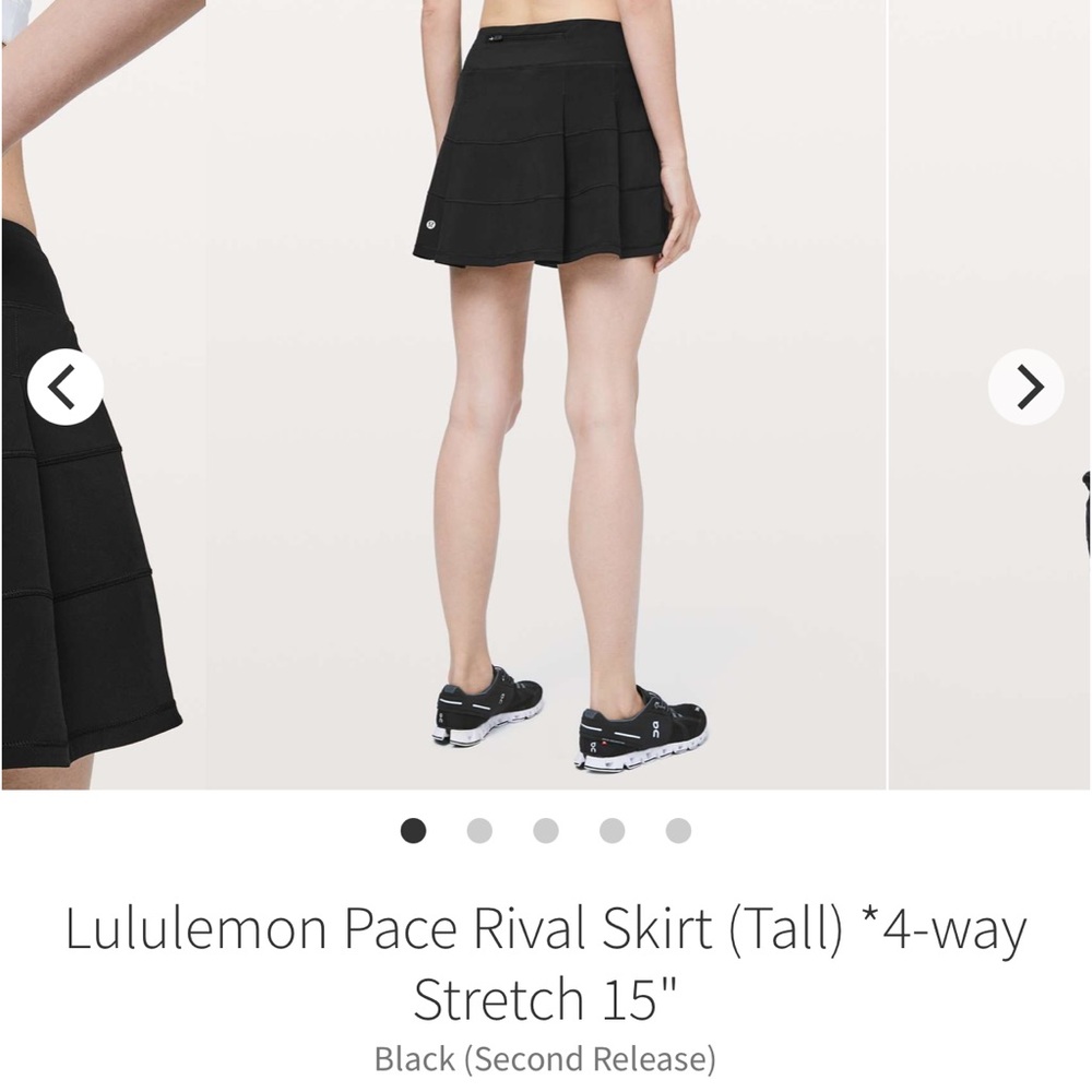 Lululemon Pace Rival Skirt (Tall) *4 way Stretch 15” Size 14 in Black